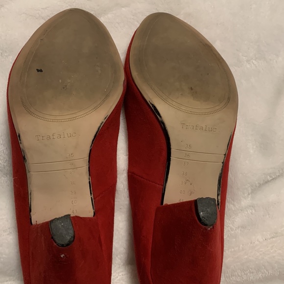 Zara faux suede red chunky red heels - Picture 7 of 8